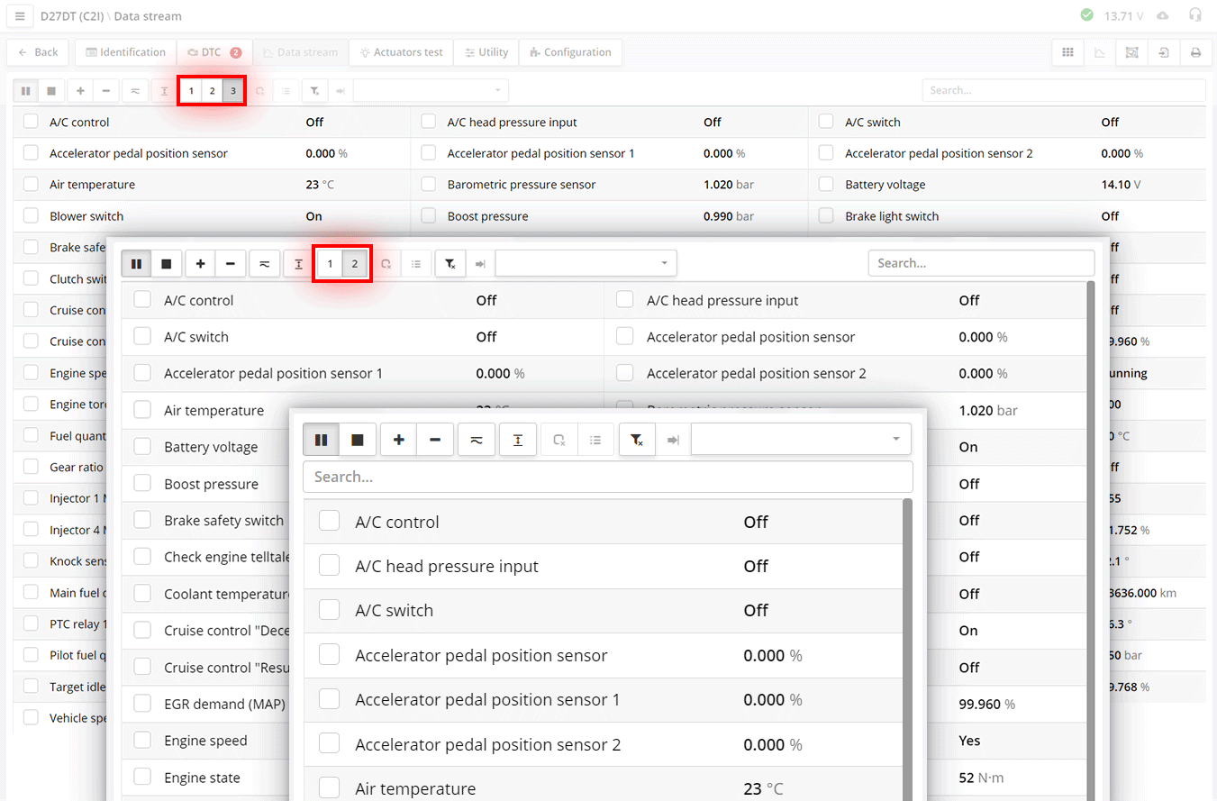 Different number of datastream columns